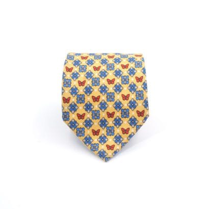 Parmar Tailors Butterfly Floral Pattern Yellow Tie